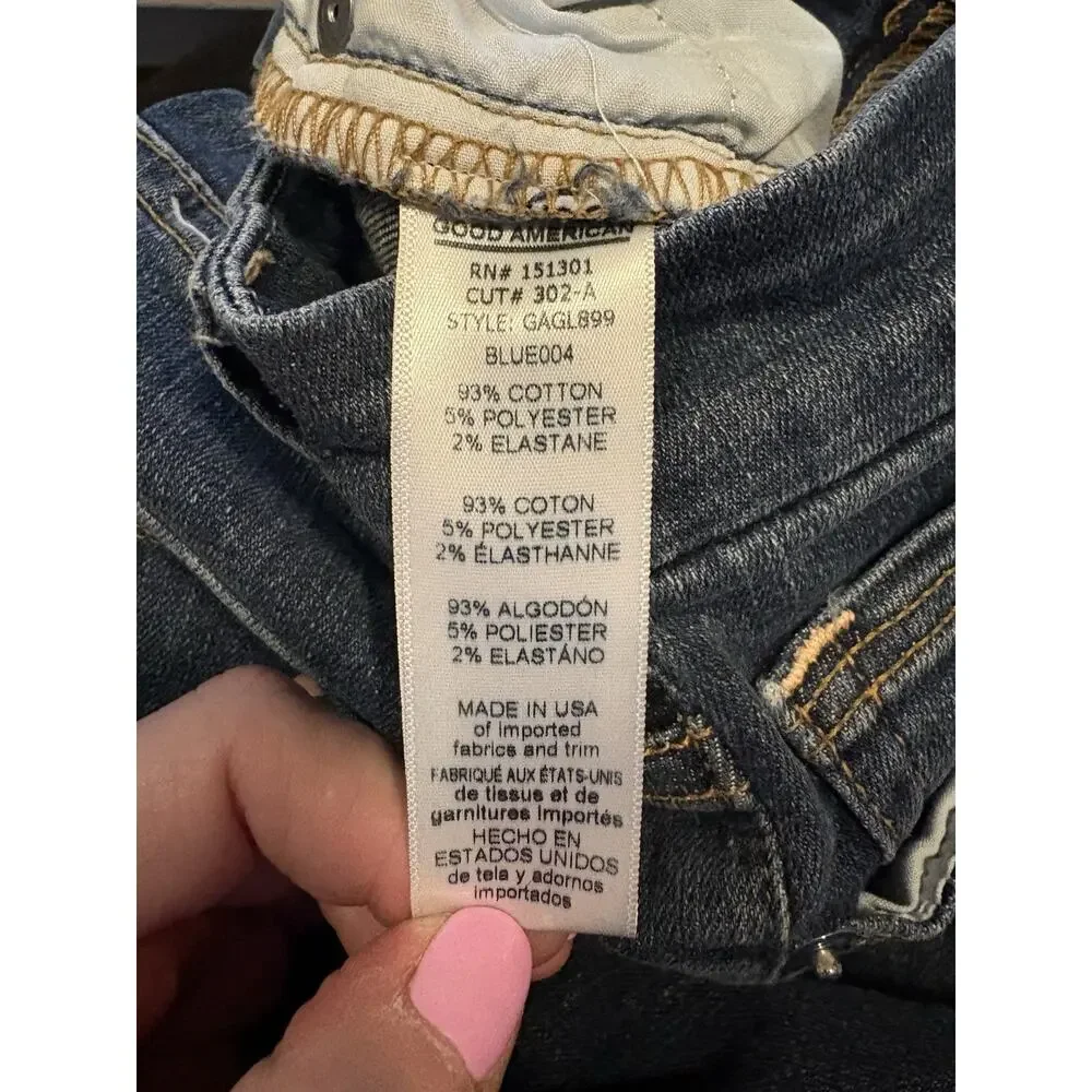Good American Good Legs Skinny Jeans Women 2/26 Dark Wash Mid Rise Stretch Denim
